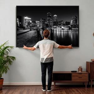 Boston Wall Art Canvas Print, Boston City Downtown Night