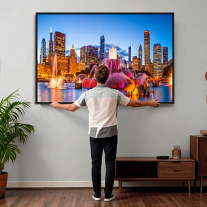 Chicago Wall Art Canvas Print, Chicago City Downtown Night