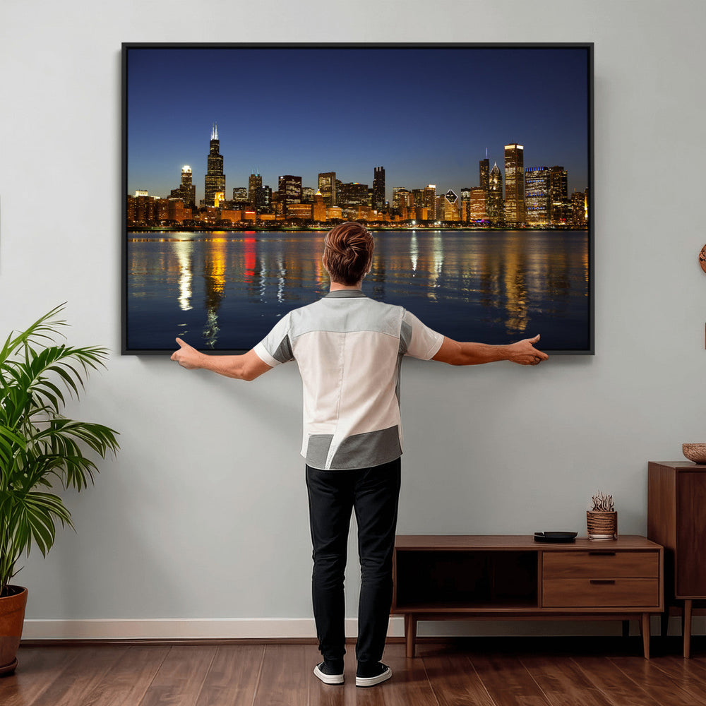 Chicago Wall Art Canvas Print - Chicago City Downtown Night