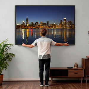 Chicago Wall Art Canvas Print - Chicago City Downtown Night