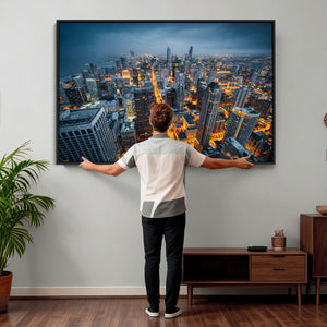 Chicago Wall Art Canvas Print - Chicago City Downtown Night