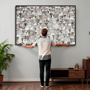 Abstract Texas Cow Wall Art Canvas Print - Farm Longhorn