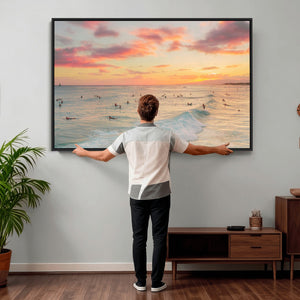 Sunset Beach Wall Art Canvas Print – Soft Coastal