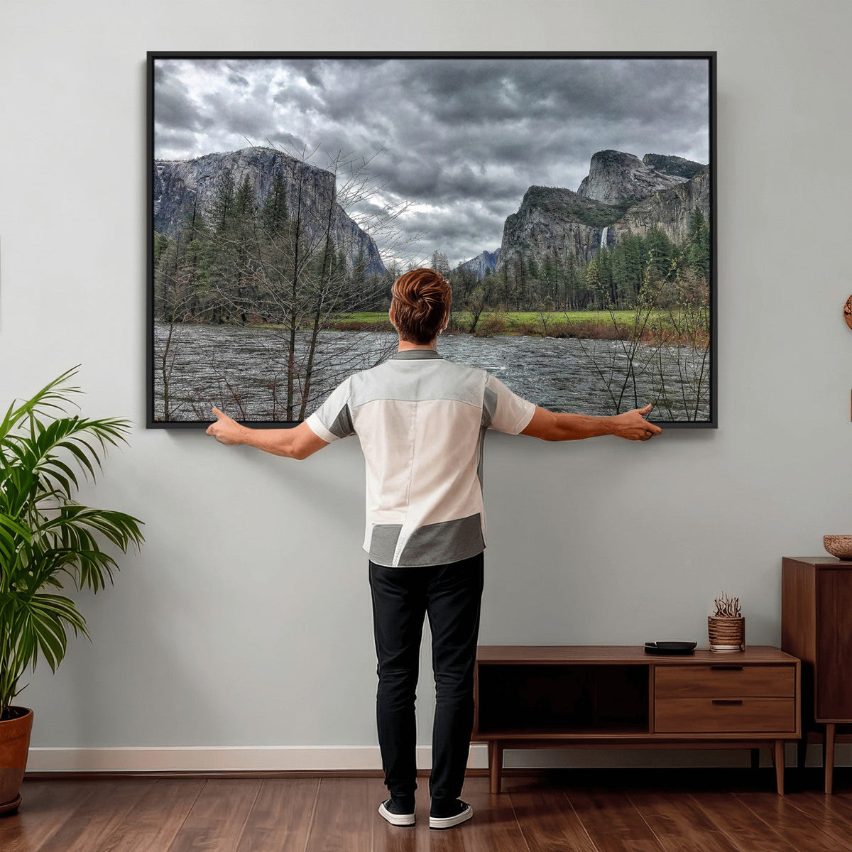 Yosemite Valley River Wall Art Canvas Print, Granite Cliffs