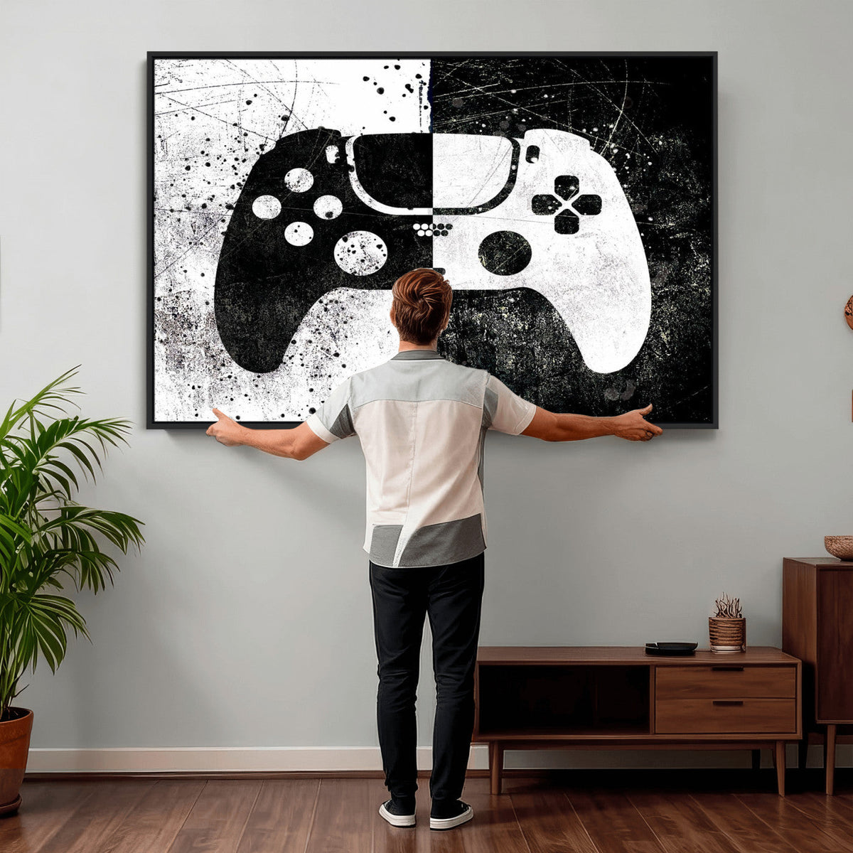 Abstract Gaming Controller Wall Art Canvas Print