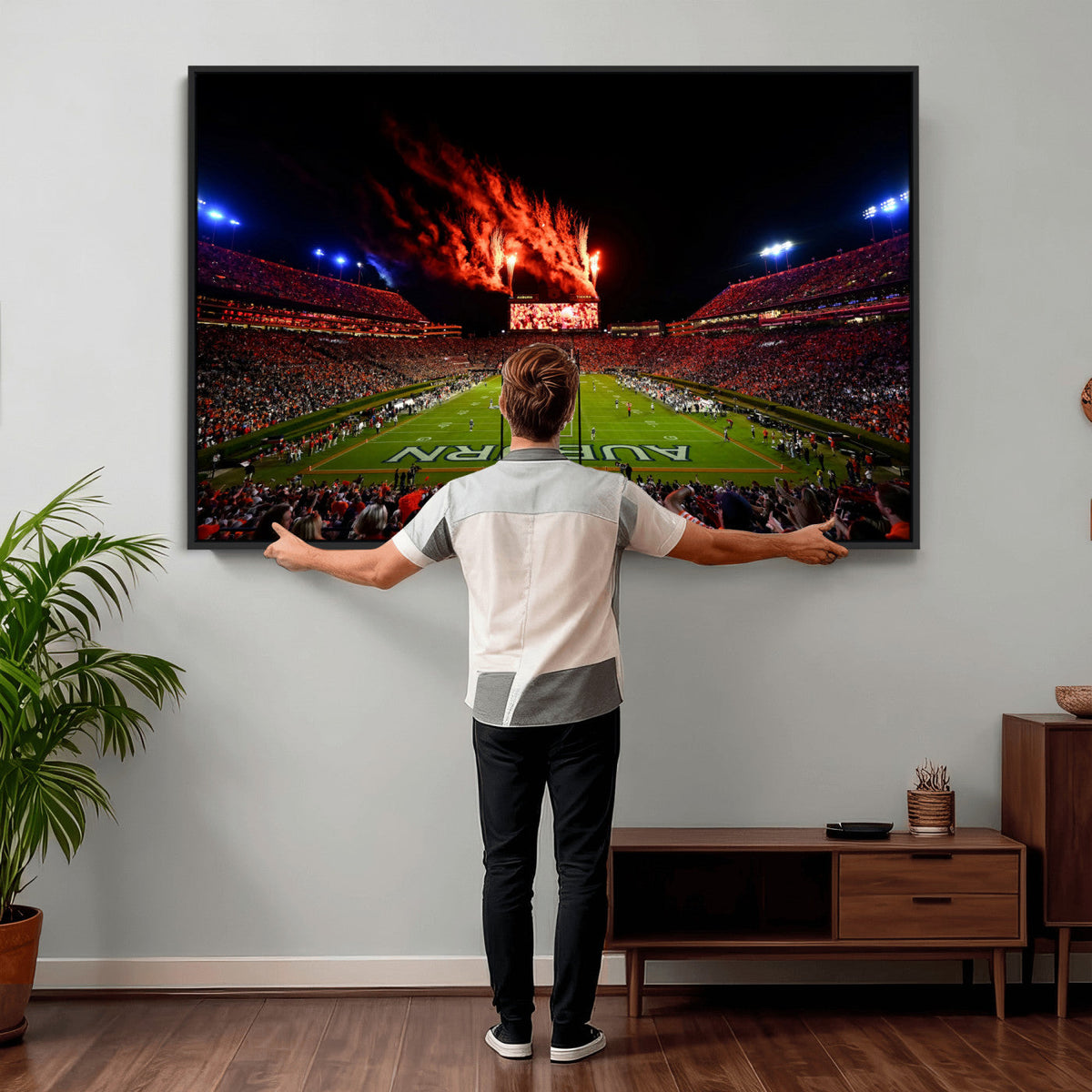 Auburn Stadium Wall Art Canvas Print, College Football Night