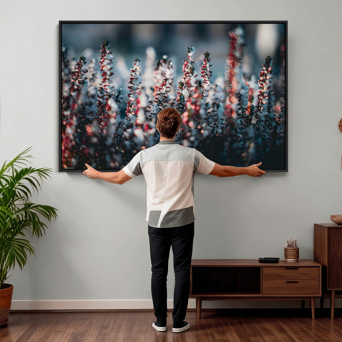 Winter Heather Wall Art Canvas Print, Frosted Floral Nature