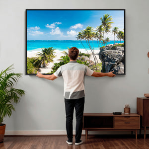 Tropical Beach Wall Art Canvas Print, Palm Tree Ocean