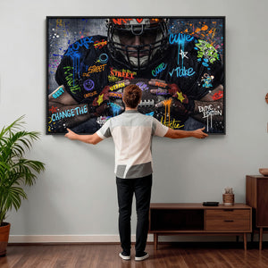 Graffiti American Football Player Street Art Wall Art Canvas