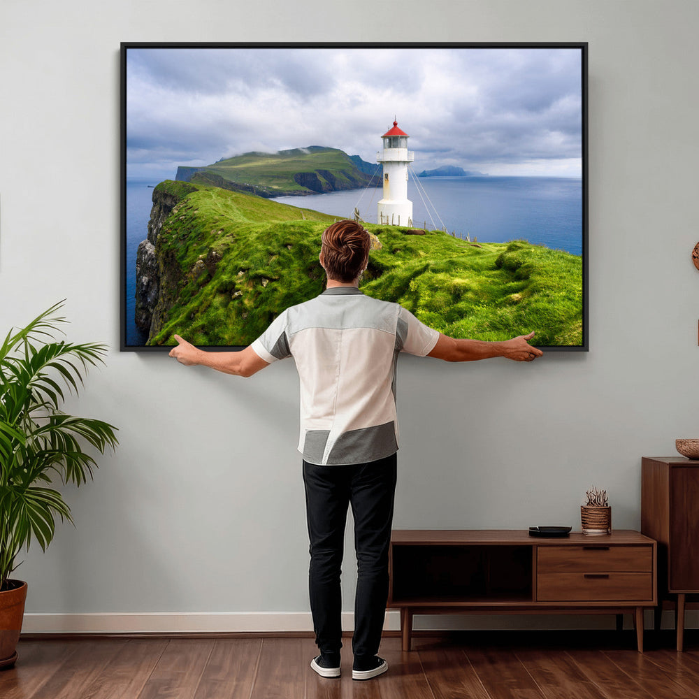 Cliffside Lighthouse Wall Art Canvas Print – Coastal