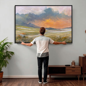 Mountain Sunset Wall Art Canvas Print Vintage Landscape