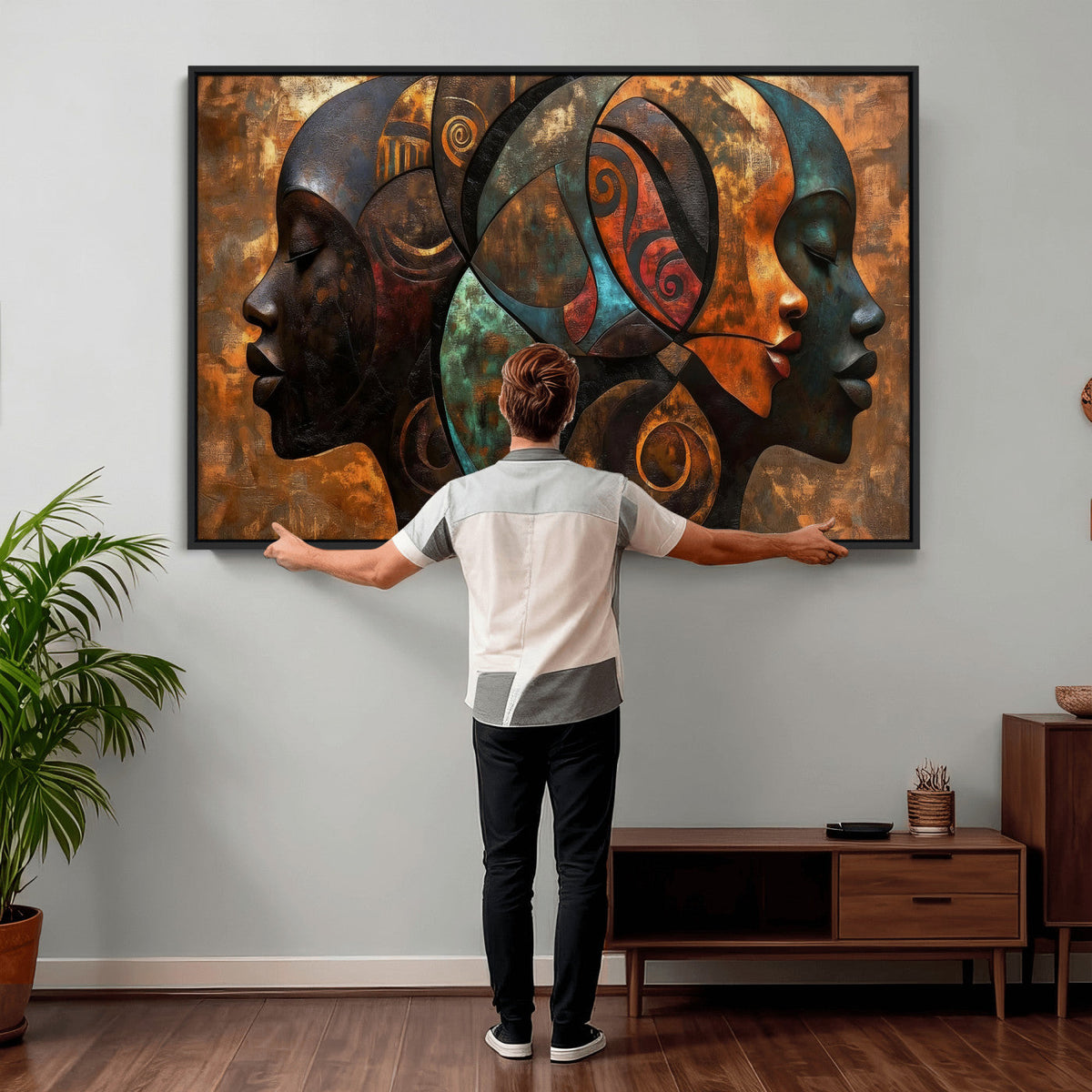 Abstract Afro American Women Wall Art Canvas Print