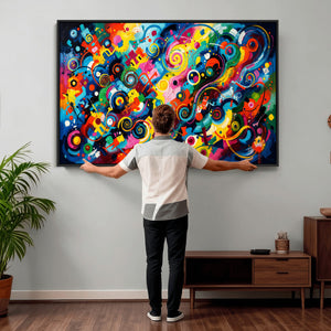 Geometric Abstract Wall Art Canvas Print, Bold Color