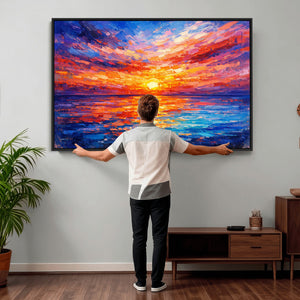 Colorful Knife Ocean Sunset Canvas — Orange Pink Teal
