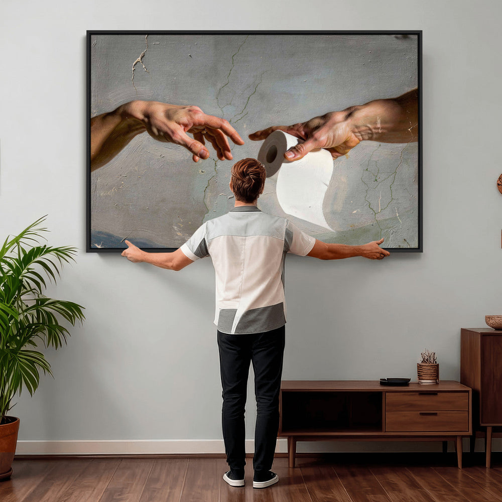 Funny Bathroom Wall Art Canvas, Creation of Toilet Paper