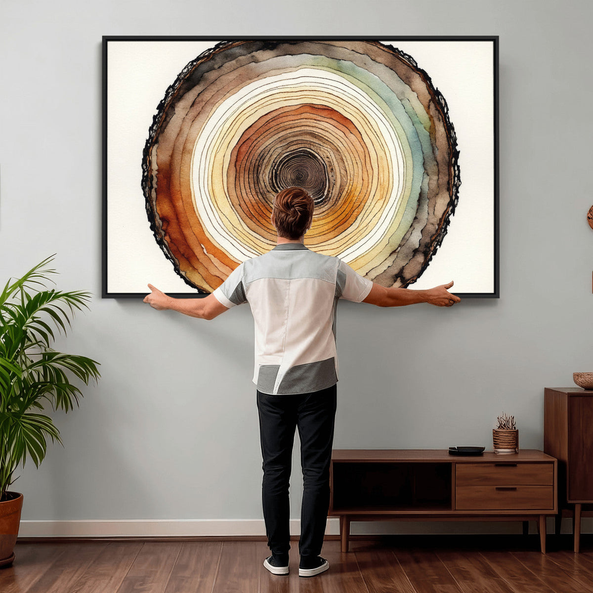 Natural Wood Slice Wall Art Canvas Print, Tree Ring Wall