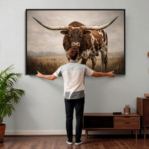 Texas Longhorn Canvas Wall Art Western Bull Desert Moody