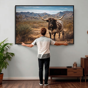 Texas Longhorn Canvas Wall Art Western Bull Desert Moody