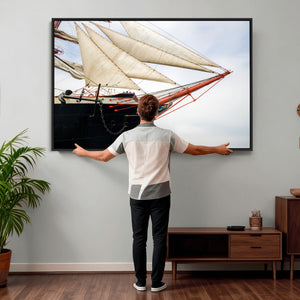 Sailboat Wall Art Canvas Print, Vintage Ship Bow Framed