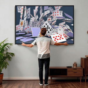 Playing Cards Canvas Wall Art | Casino Game Room Decor,