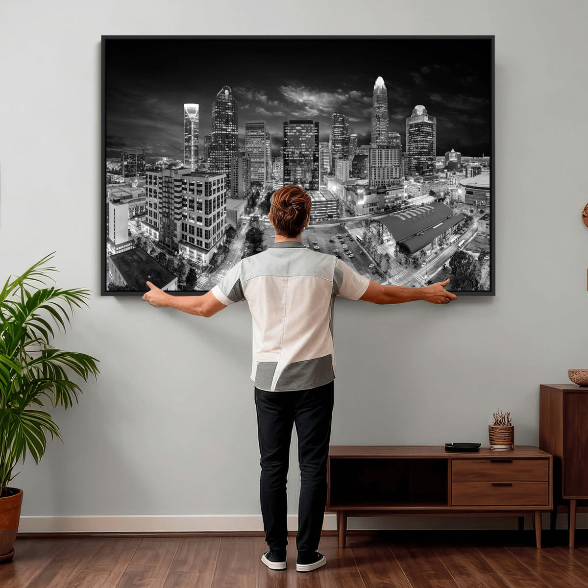 Charlotte Skyline Canvas Wall Art Print – North Carolina Cityscape Photography Print