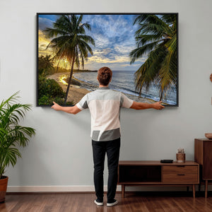 Mar Chiquita Beach Puerto Rico Canvas Wall Art, Manati Caribbean Coastal Photography Print, Tropical Ocean Sunset Decor
