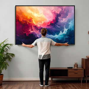 Colorful Abstract Canvas Wall Art Print, Vibrant Popup Color Art Print