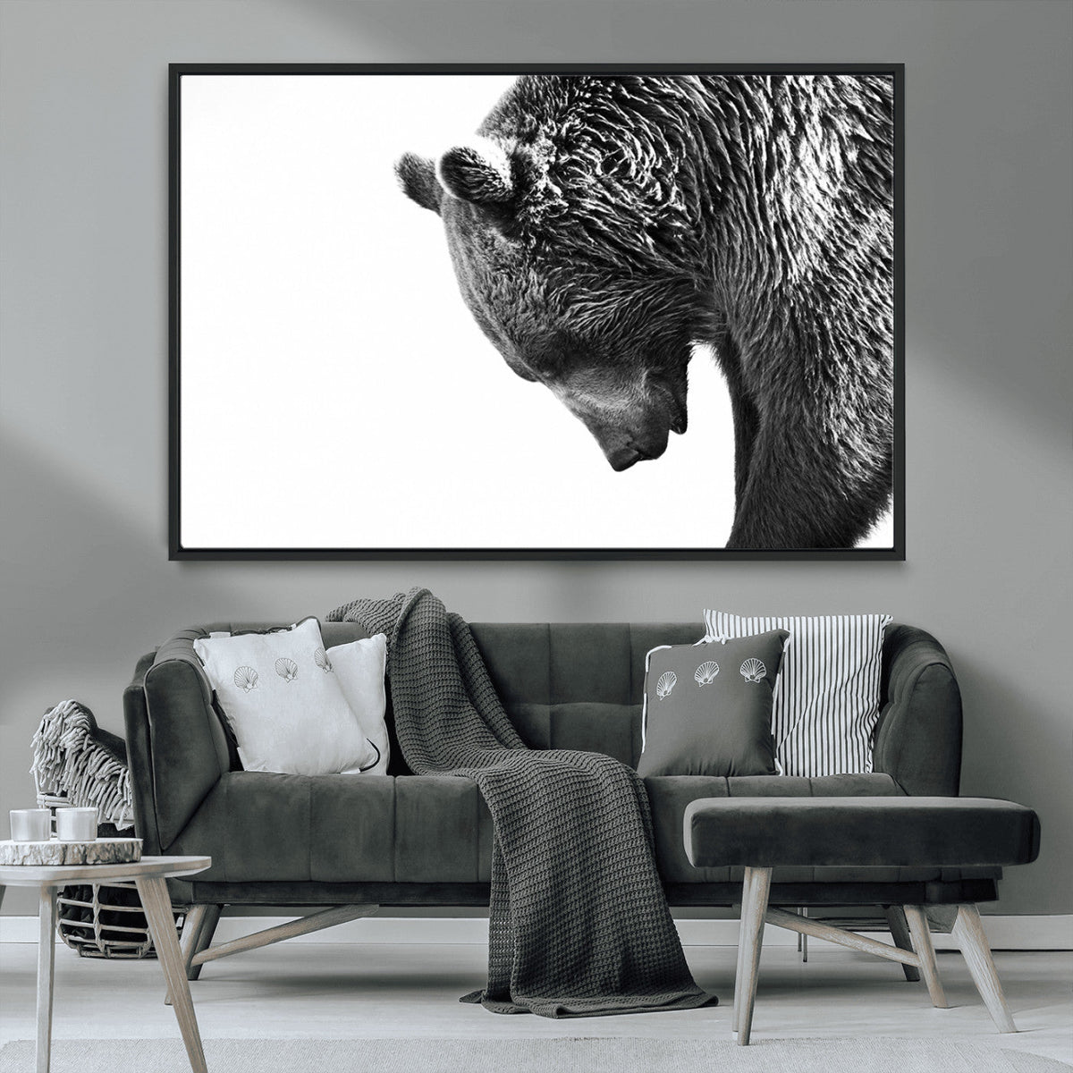 Black and White Grizzly 399 Bear Canvas Print Wall Art |