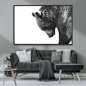 Black and White Grizzly 399 Bear Canvas Print Wall Art |