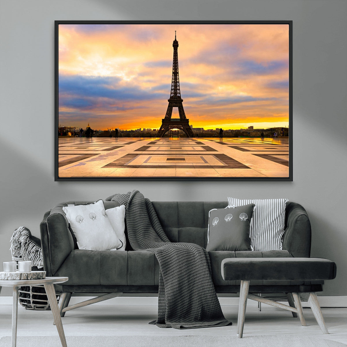 Paris Eiffel Tower Sunset Canvas Wall Art Print - Iconic