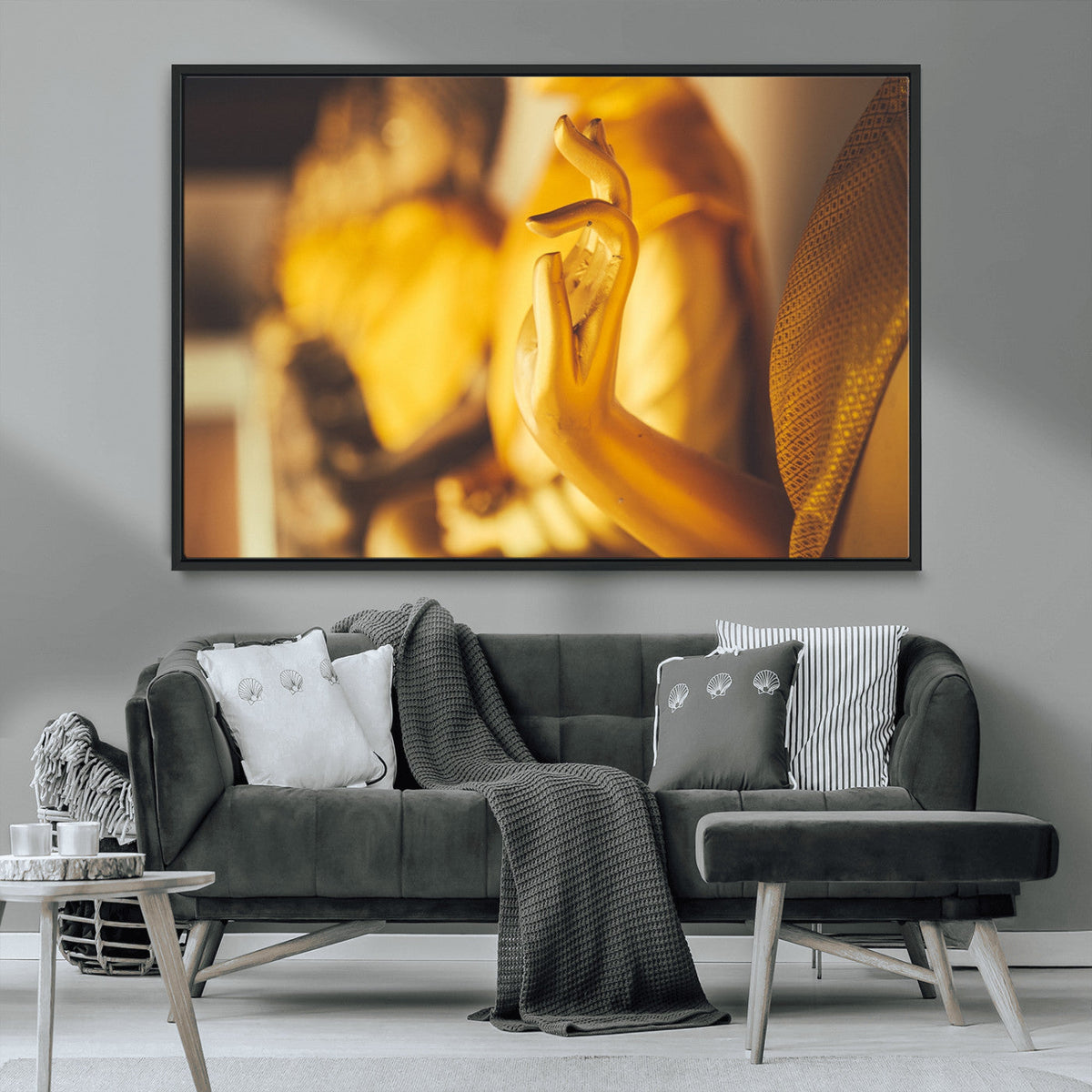 Gold Buddha Statue Hands Wall Art Canvas Print