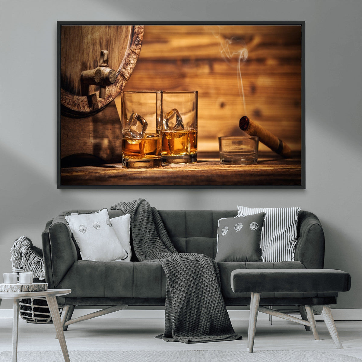 Rustic Whiskey and Barrel Canvas Print