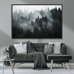 Foggy Forest Wall Art Canvas Print | 3 Panel Large Misty