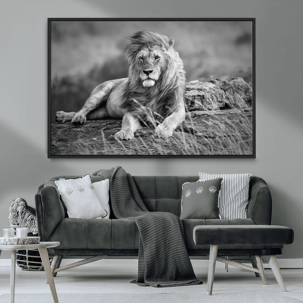 King Forest Lion Wall Art Canvas Print – Framed Majestic