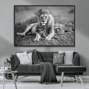 King Forest Lion Wall Art Canvas Print – Framed Majestic