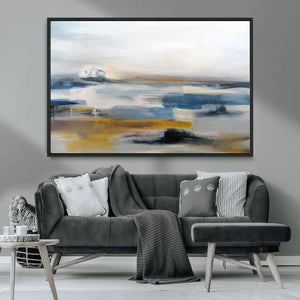Abstract Landscape Wall Art Canvas | 3 Panel Modern Blue,