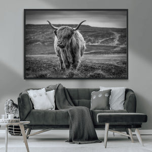 Fluffy Cattle Wall Art Print, Highland Cow Canvas, Framed
