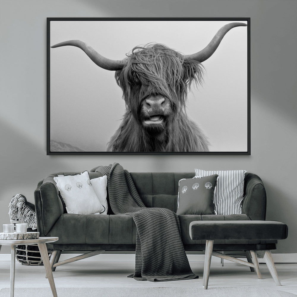 Texas Cow Wall Art Canvas, Texas Longhorn Cattle Canvas