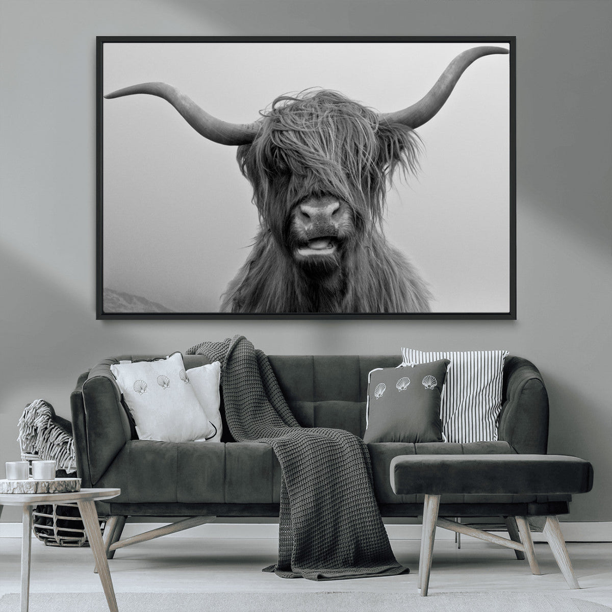 Texas Cow Wall Art Canvas, Texas Longhorn Cattle Canvas