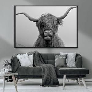 Texas Cow Wall Art Canvas, Texas Longhorn Cattle Canvas