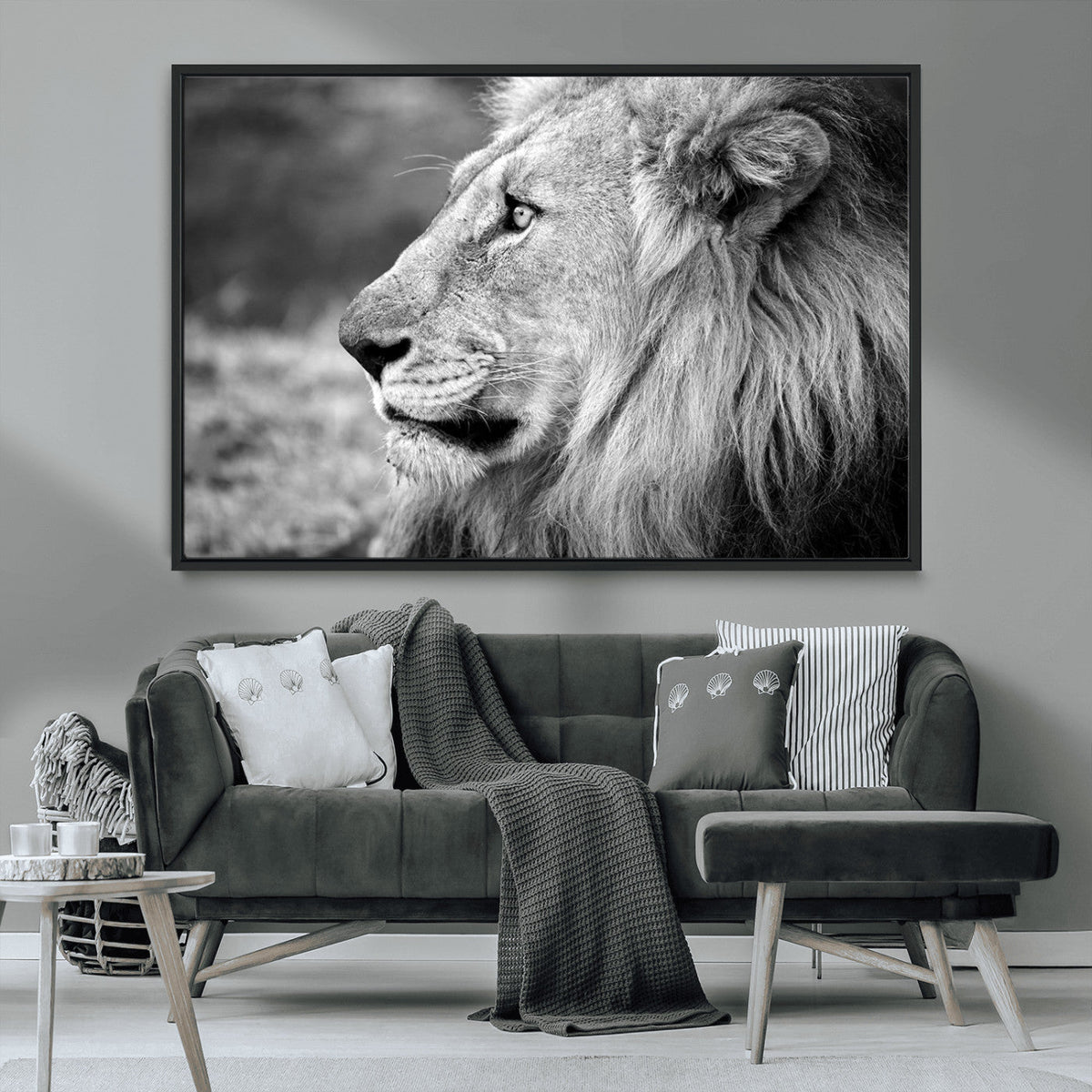 Lion Wall Art Canvas Print – Framed Majestic Wildlife