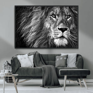Black and White Lion Canvas Wall Art Print – Wildlife
