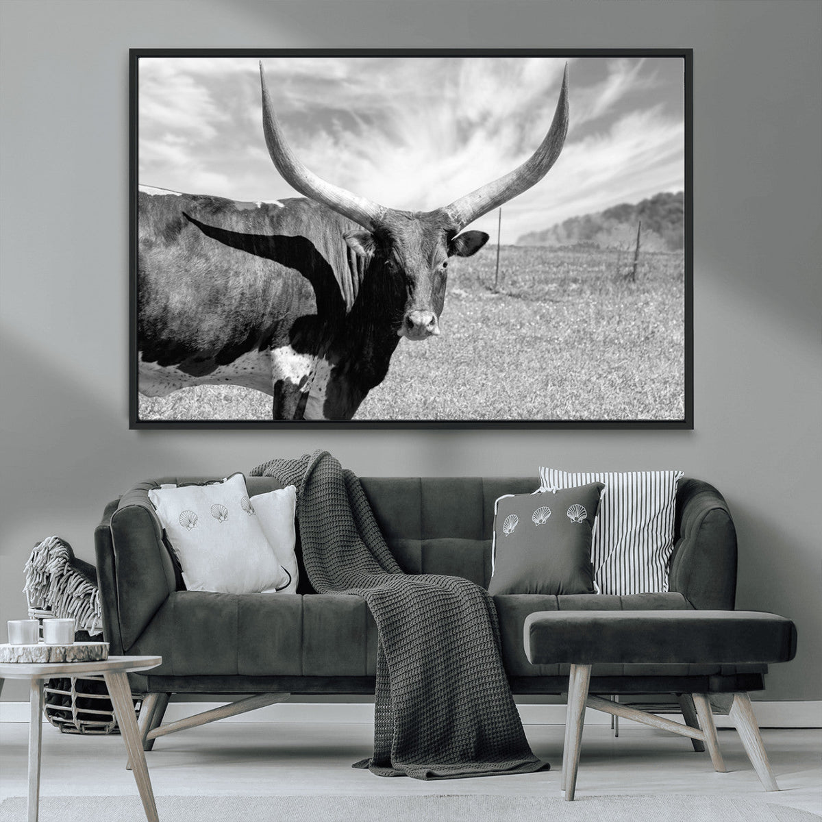 Cattle Wall Art Longhorn Cow Canvas Print