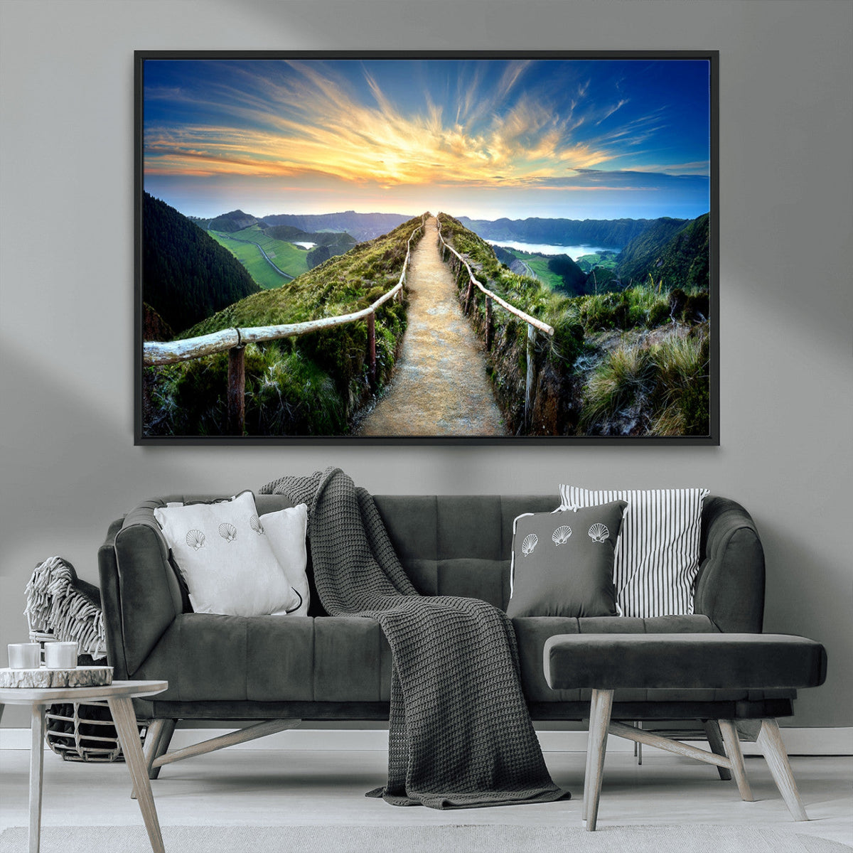 Mountain and Sunset Wall Art Canvas Print