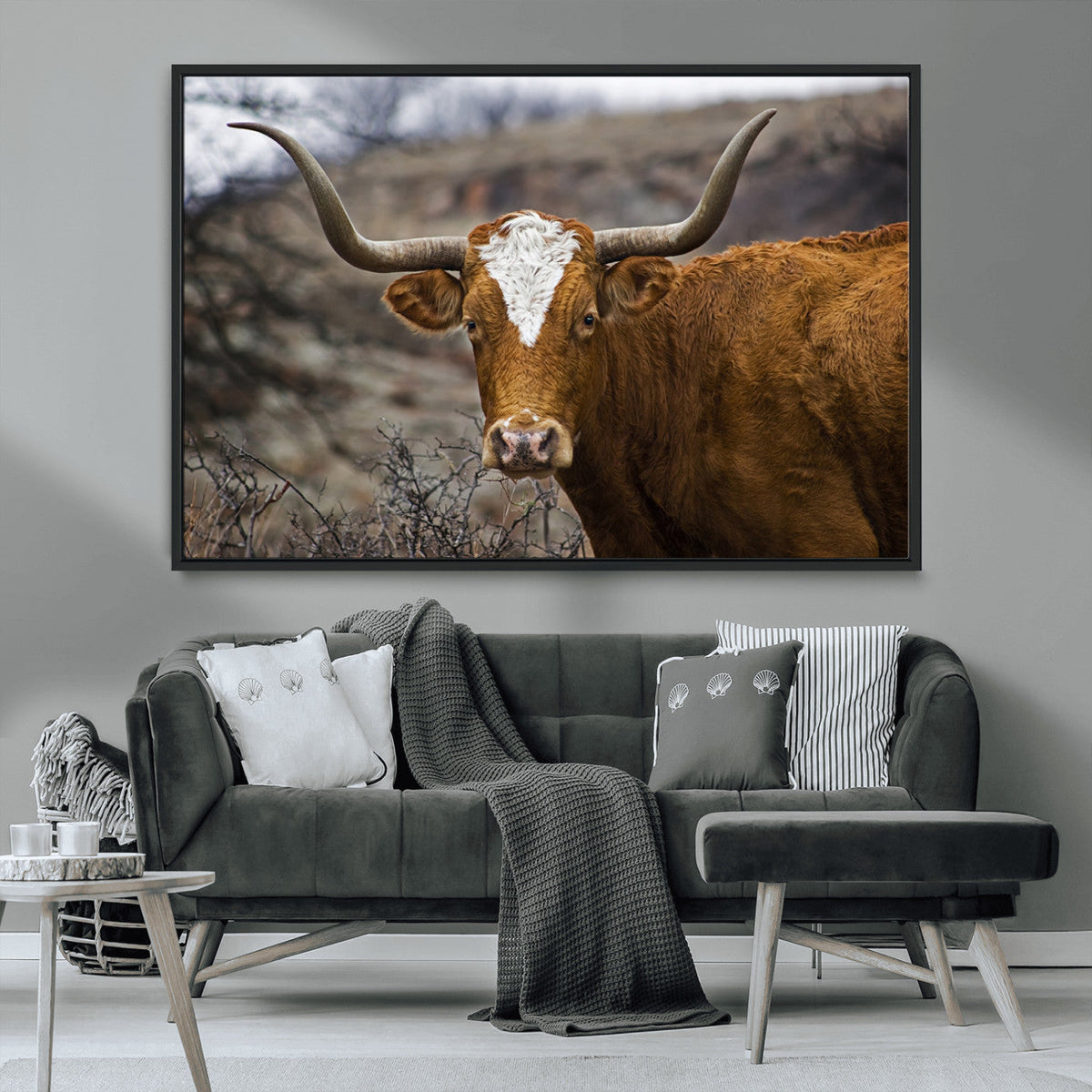 Texas Longhorn Canvas Wall Art - Longhorn Steer Canvas Wall