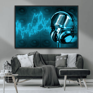 Music and Microphone Wall Art Canvas Print