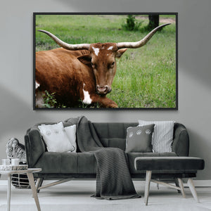 Longhorn Cow Animal Wall Art Canvas Print