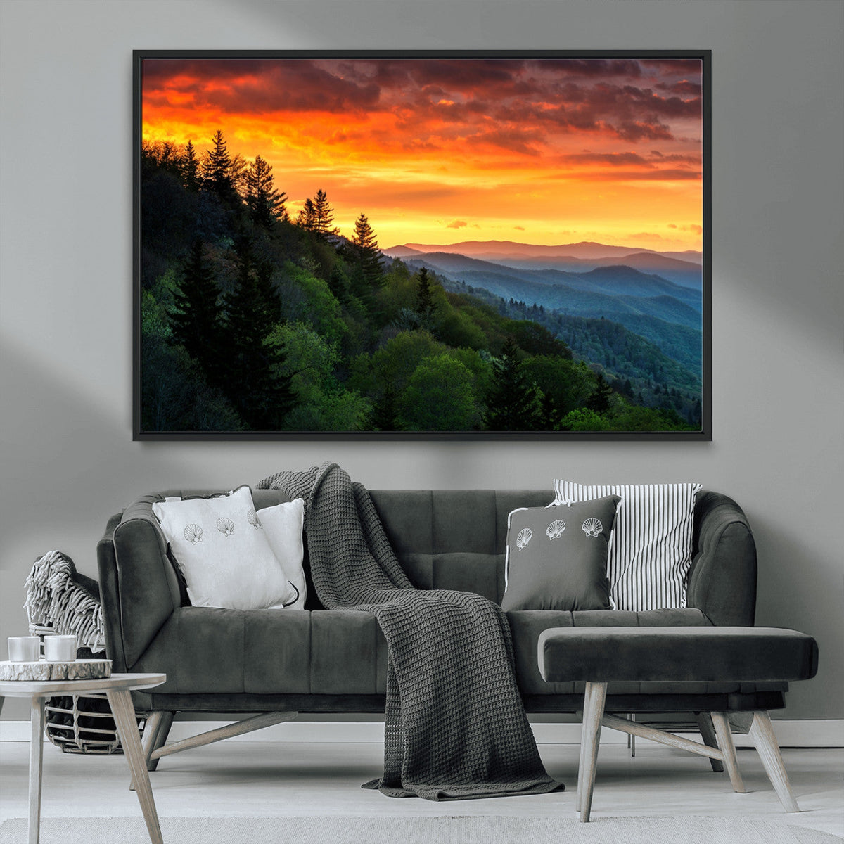 Forest Landscape Wall Art Sunset Canvas, Forest Sunset