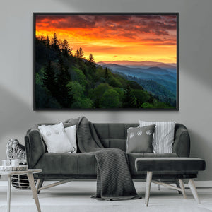 Forest Landscape Wall Art Sunset Canvas, Forest Sunset