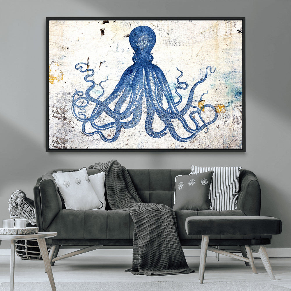 Octopus Canvas Wall Art | Coastal Marine Life Artwork for
